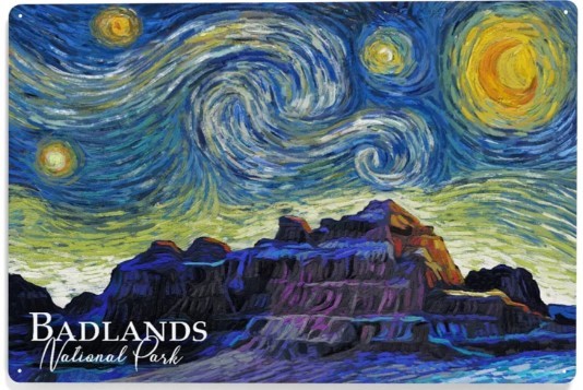 Vintage Badlands Starry Night Poster starry.