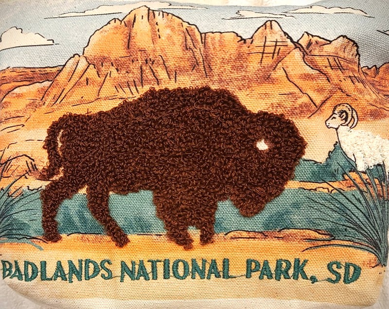 Embroidered Bison Zip Pouch 840399903366